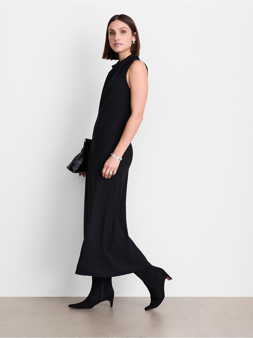 Loft Versa Sleeveless Black Maxi Dress - Classic Minimalist size 8
